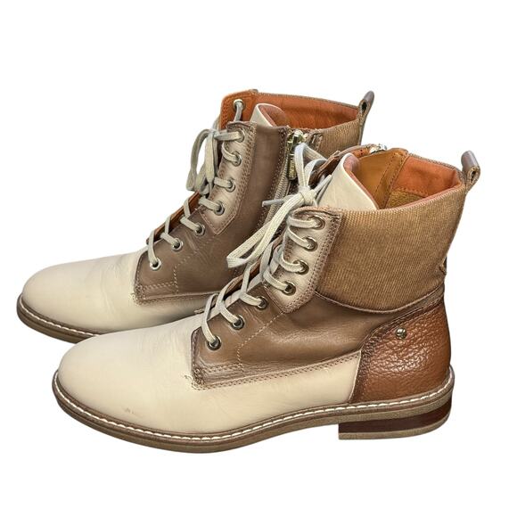 Pikolinos Aldaya Marfil Women's Mixed Media Ankle Boots Laces Zipper Size 7.5 - Picture 4 of 10